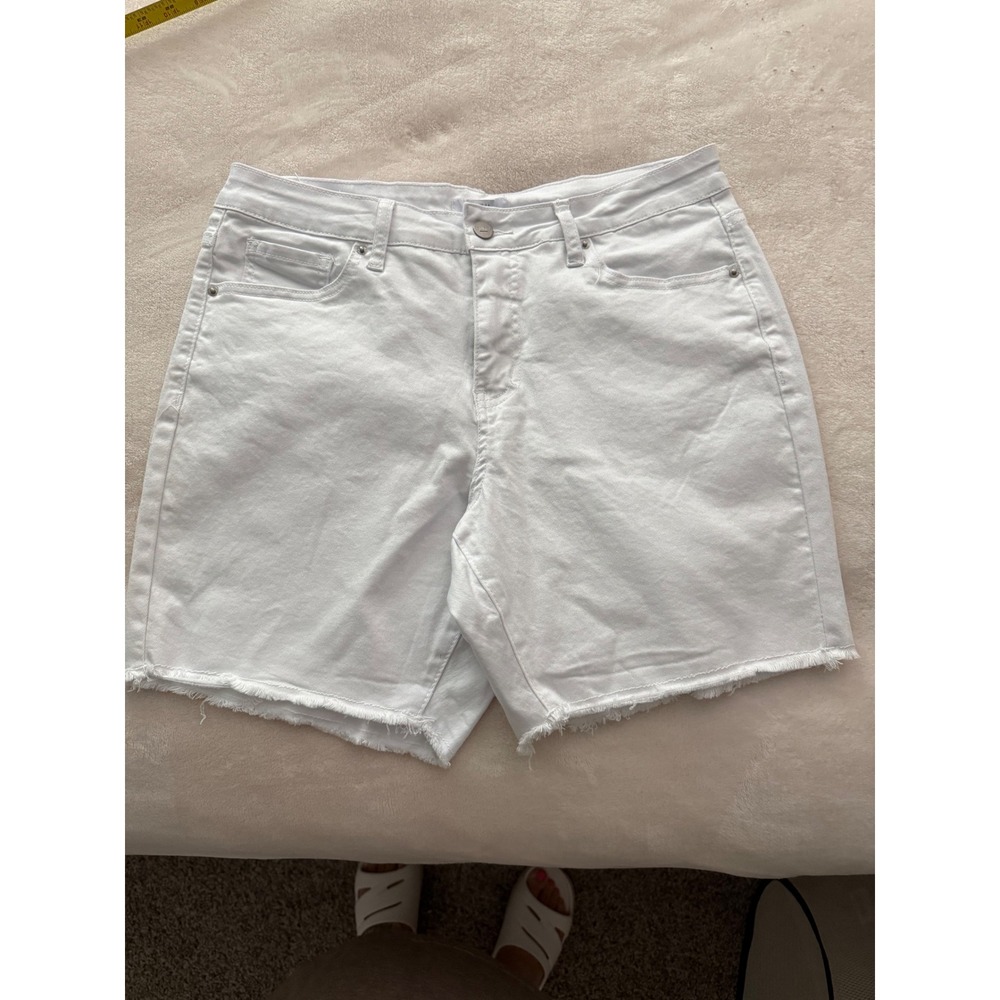 Bleu Denim Shorts Women 10 White Excellent Raw Hem Stretch BW5005